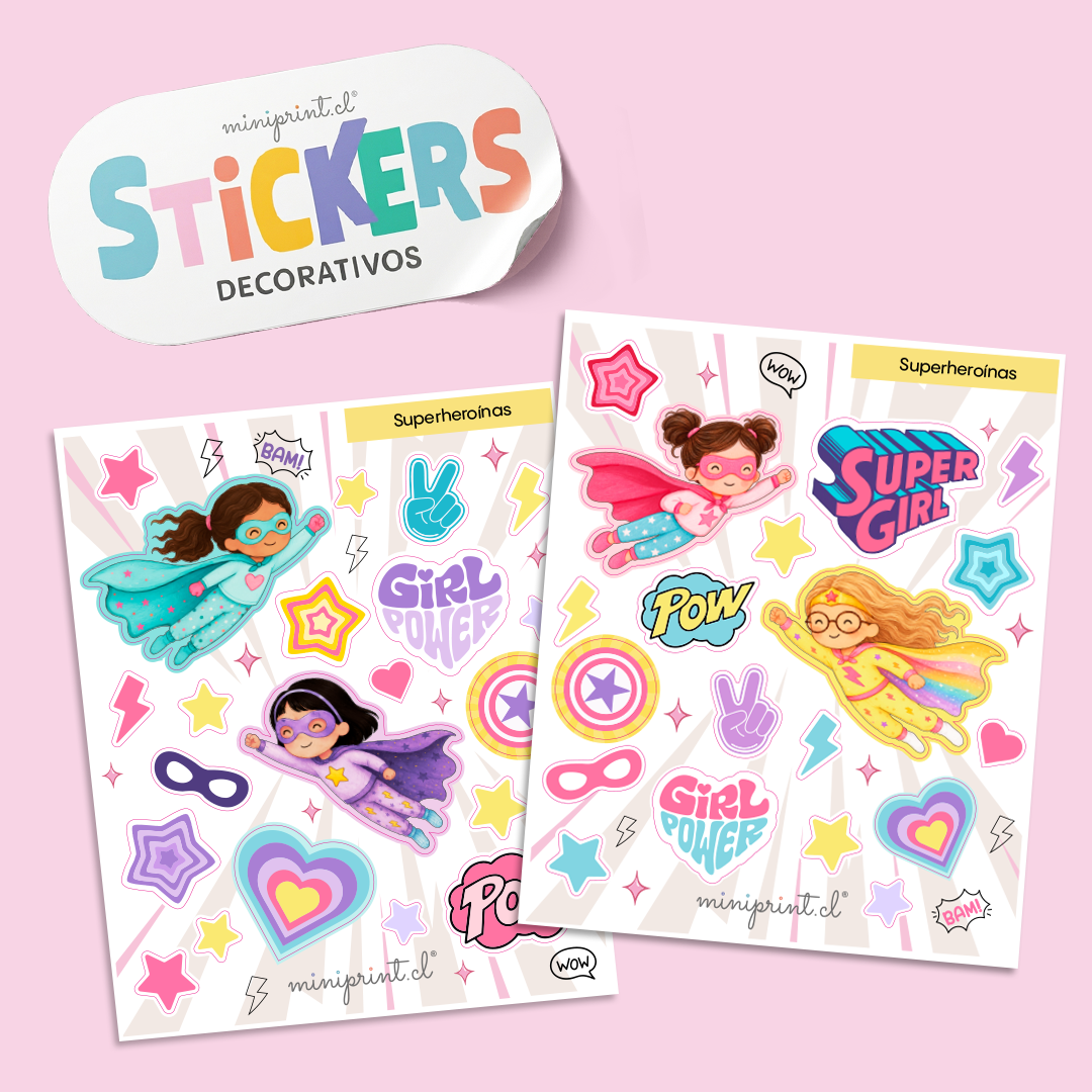 Stickers decorativos Superheroínas